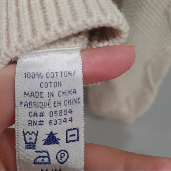 100% Cotton Cable Knit Full Zip Sweater Size M - Picture 7 of 9